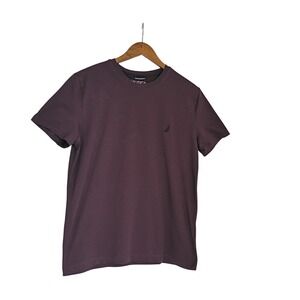 Nautica Performance Tee Plum Purple Logo Cotton Athleisure Workout Shirt Size M